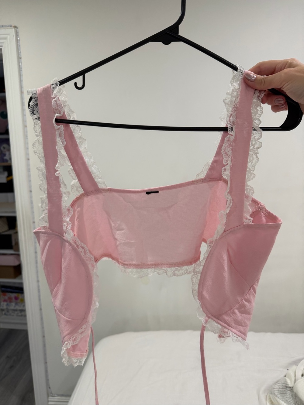 ASOS Pink Sheer Lace-Trim Bralette